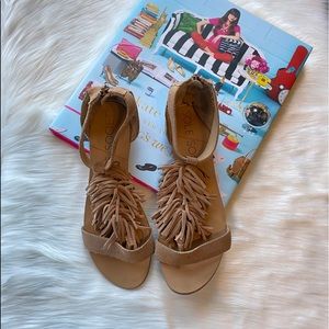 Anthropology Suede Tassel Flats Size 6 1/2